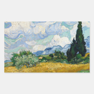 Vincent van Gogh - Wheat Fält med Cypresses Rektangulärt Klistermärke