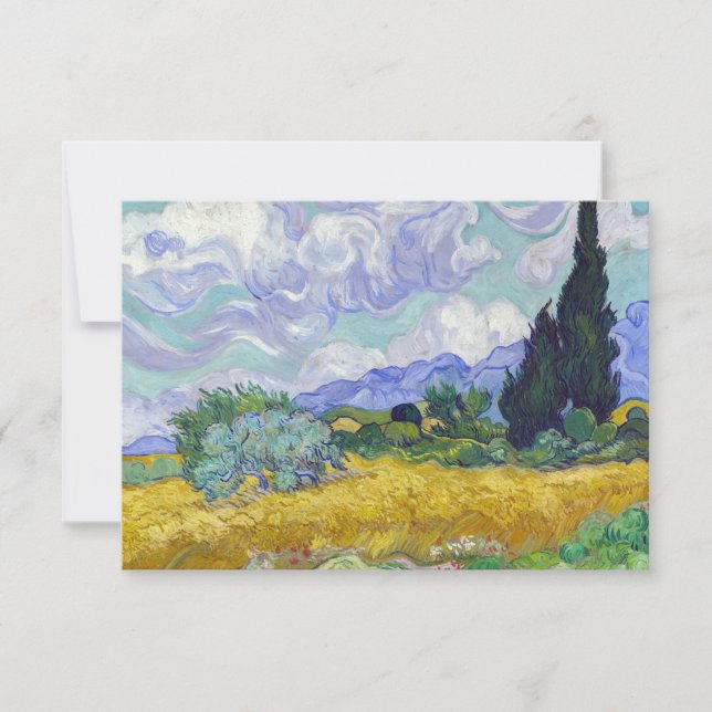 Vincent Van Gogh - Wheat Fält med Cypresses Tack Kort (Framsida)