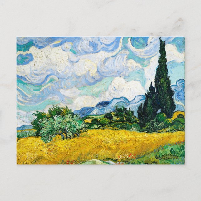 Vincent Van Gogh Wheat Fält med Cypresses Vykort (Framsida)