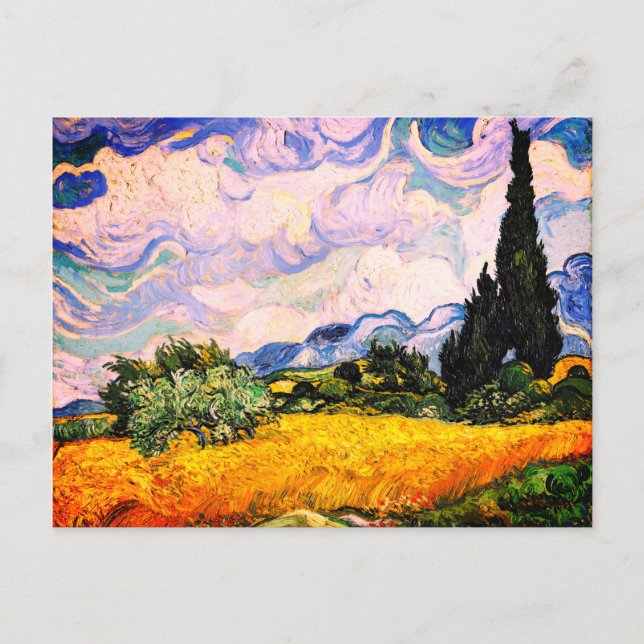 Vincent Van Gogh Wheat Fält med Cypresses Vykort (Framsida)