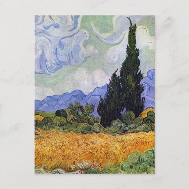 Vincent van Gogh - Wheat Fält med Cypresses Vykort (Framsida)