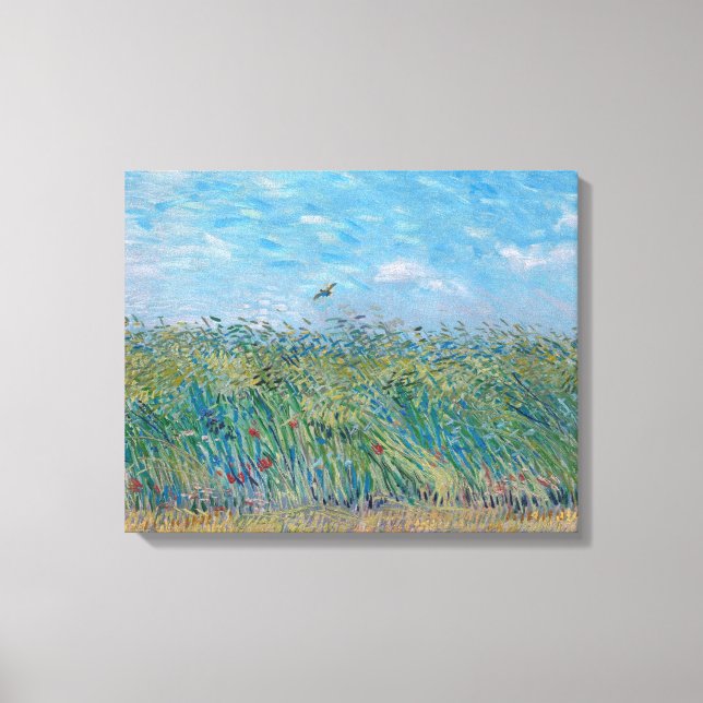 Vincent Van Gogh - Wheat Fält med en Lark Canvastryck (Framsida)