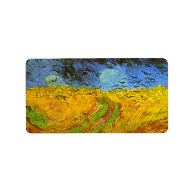 Vincent van Gogh Wheat Fält med Kråkor Adressetikett (Framsidan)