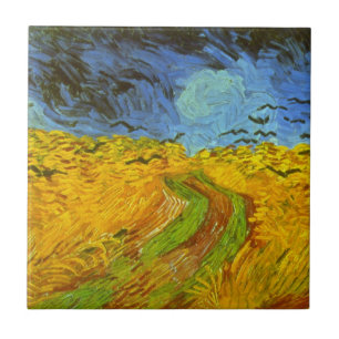Vincent van Gogh Wheat Fält med Kråkor Kakelplatta