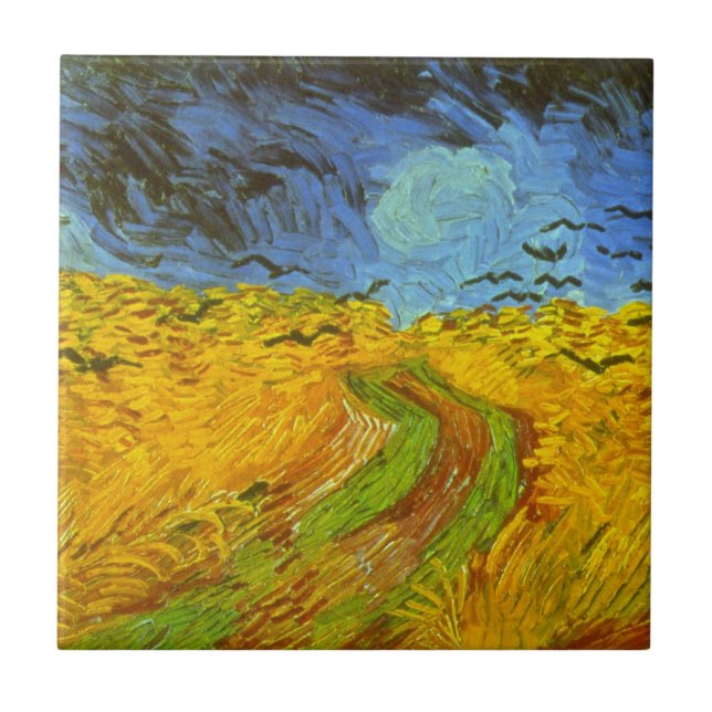 Vincent van Gogh Wheat Fält med Kråkor Kakelplatta (Framsidan)