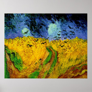Vincent Van Gogh Wheat Fält med Kråkor Poster
