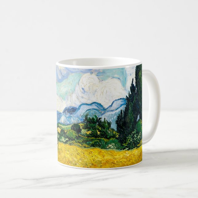 Vincent Van Gogh Wheat Fält med kypresser Kaffemugg (Framsida höger)