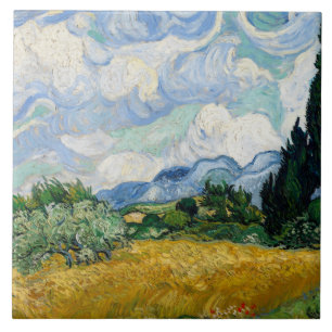 Vincent van Gogh - Wheat Fält med kypresser Kakelplatta