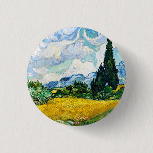 Vincent Van Gogh Wheat Fält med kypresser Knapp