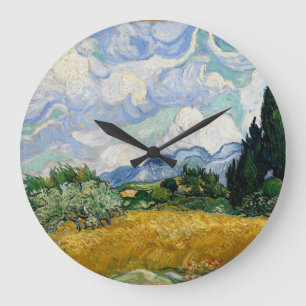 Vincent Van Gogh Wheat Fält med kypresser Stor Klocka