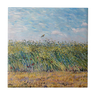 Vincent van Gogh - Wheat Fält med Lark Kakelplatta