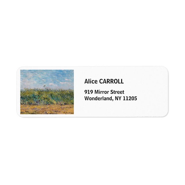 Vincent van Gogh - Wheat Fält med Lark Returadress Etikett (Framsidan)