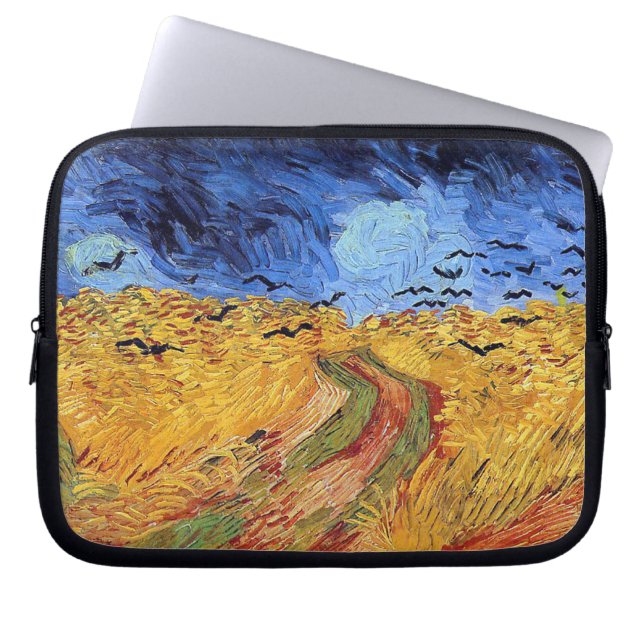 Vincent Van Gogh - Wheat Fält med svarta Kråkor Laptop Sleeve (Framsidan)