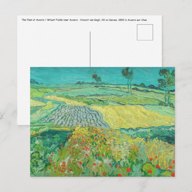 Vincent van Gogh - Wheat Fält nära Auvers Vykort (Fram/baksida)