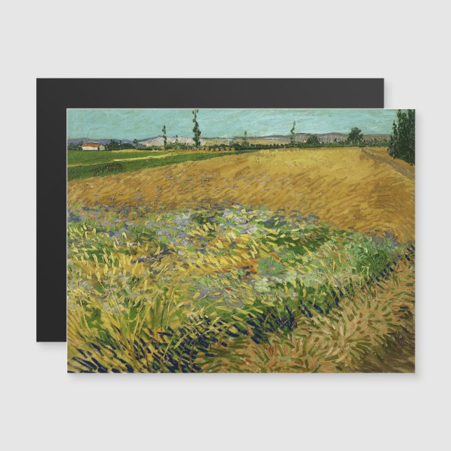 Vincent Van Gogh, Wheatfield, Korenveld Magnetisk Inbjudningskort (Fram/baksida)