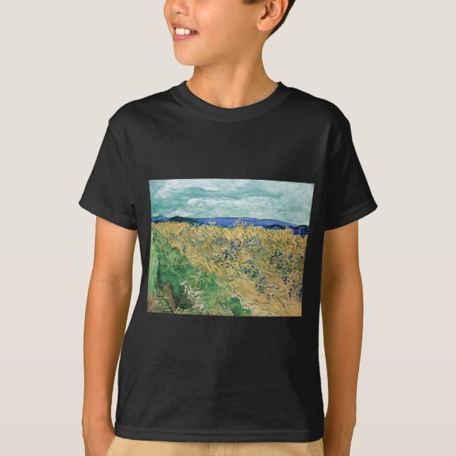 Vincent van Gogh Wheatfield med Cornblommor Tee Shirt (Framsida)