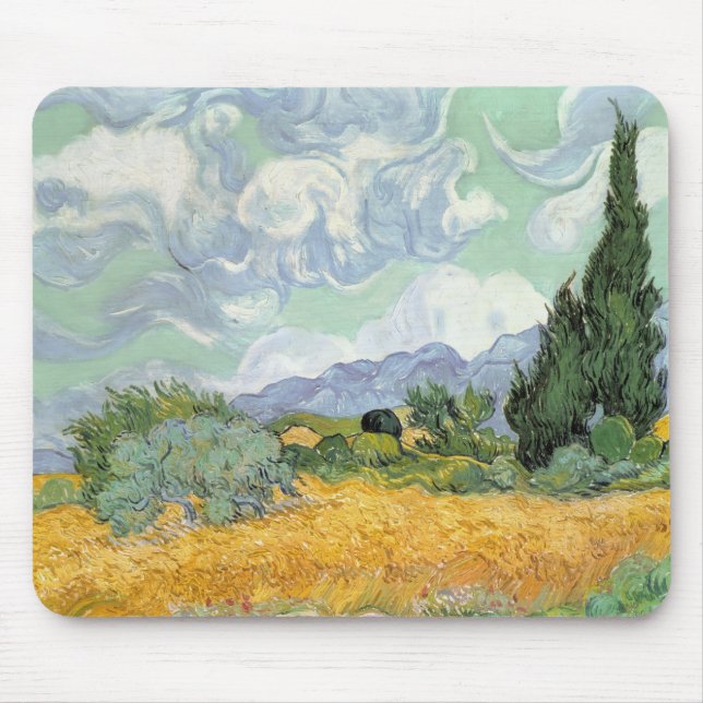 Vincent Van Gogh | Wheatfield med Cypresses, 1889 Musmatta (Framsidan)