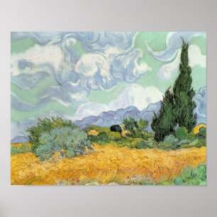 Vincent Van Gogh Wheatfield med Cypresses, 1889 Poster