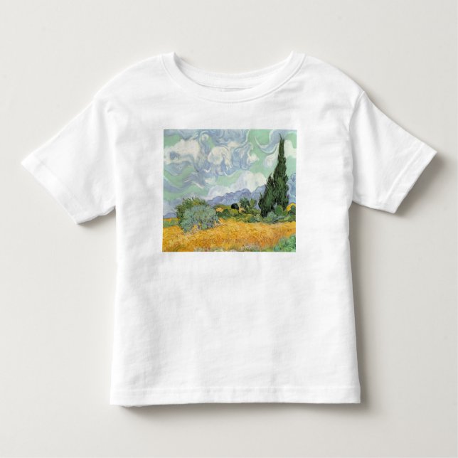 Vincent Van Gogh | Wheatfield med Cypresses, 1889 T-shirt (Framsida)