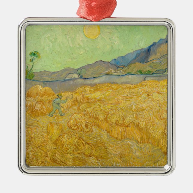 Vincent van Gogh - Wheatfield med en förkortning Julgransprydnad Metall (Framsidan)
