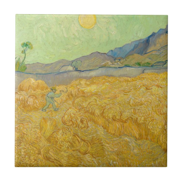 Vincent van Gogh - Wheatfield med en förkortning Kakelplatta (Framsidan)