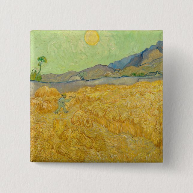Vincent van Gogh - Wheatfield med en förkortning Knapp (Framsida)