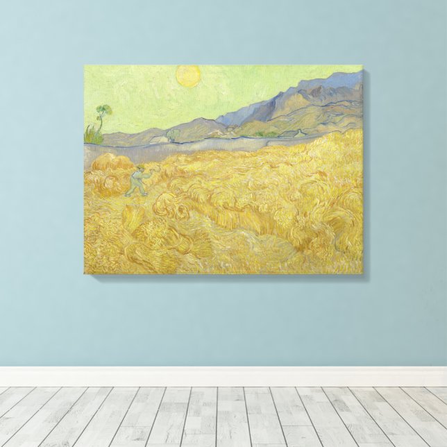 Vincent Van Gogh, Wheatfield med en rabatt Canvastryck (Insitu (trägolv))