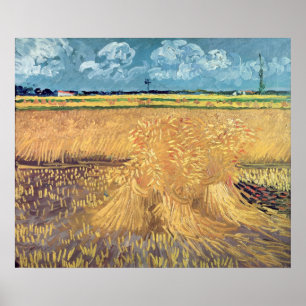 Vincent Van Gogh Wheatfield med kärvar, 1888 Poster