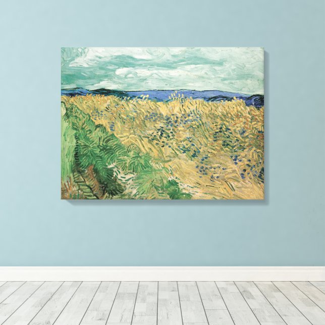 Vincent Van Gogh, Wheatfield med kornblommor Canvastryck (Insitu (trägolv))