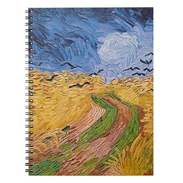 Vincent Van Gogh | Wheatfield med kråkor, 1890 Anteckningsbok Med Spiral (Framsidan)