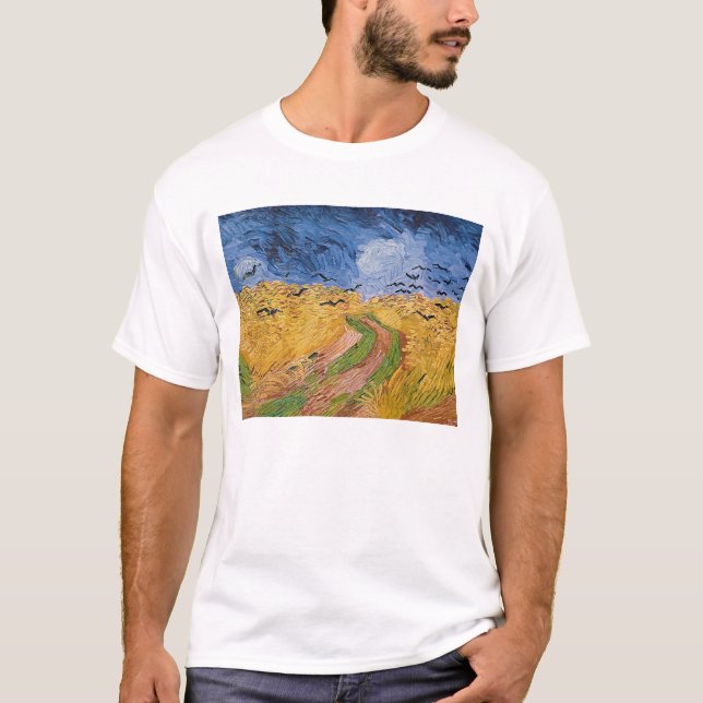 Vincent Van Gogh | Wheatfield med kråkor, 1890 T Shirt (Framsida)