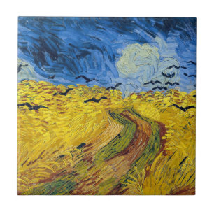 Vincent van Gogh - Wheatfield med Kråkor Kakelplatta