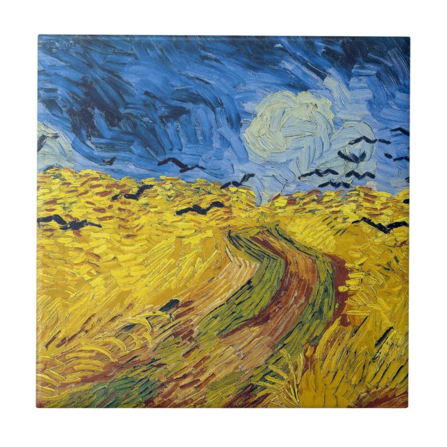 Vincent van Gogh - Wheatfield med Kråkor Kakelplatta (Framsidan)