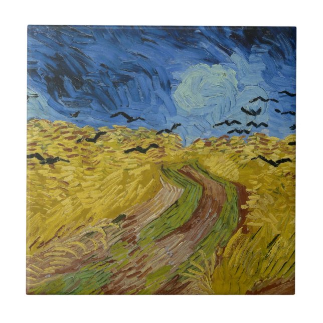 Vincent van Gogh - Wheatfield med kråkor Kakelplatta (Framsidan)