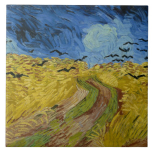 Vincent van Gogh - Wheatfield med Kråkor Kakelplatta
