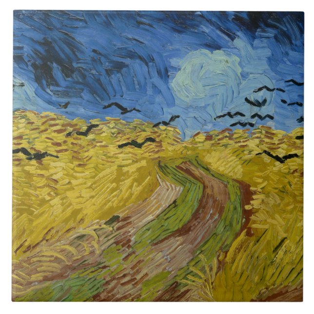 Vincent van Gogh - Wheatfield med Kråkor Kakelplatta (Framsidan)