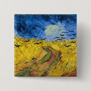 Vincent van Gogh - Wheatfield med Kråkor Knapp