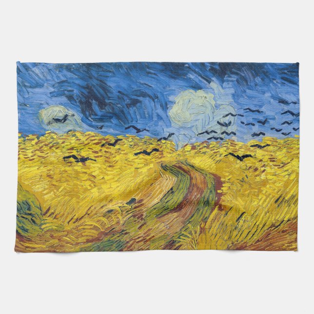 Vincent van Gogh - Wheatfield med Kråkor Kökshandduk (Horisontell)