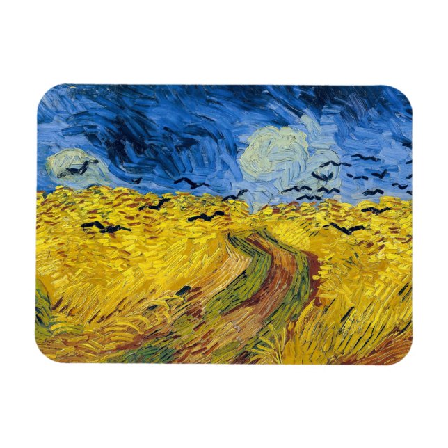 Vincent van Gogh - Wheatfield med Kråkor Magnet (Horisontell)