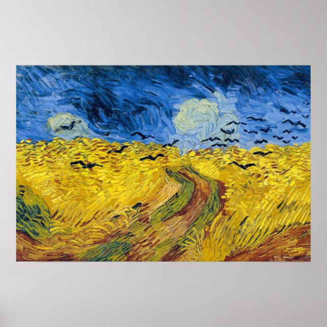 Vincent van Gogh - Wheatfield med Kråkor Poster (Framsidan)