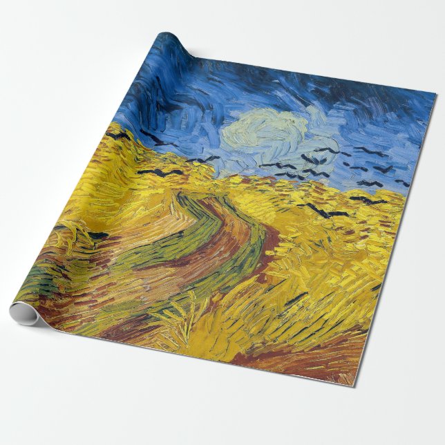 Vincent van Gogh - Wheatfield med Kråkor Presentpapper (Utrullad)