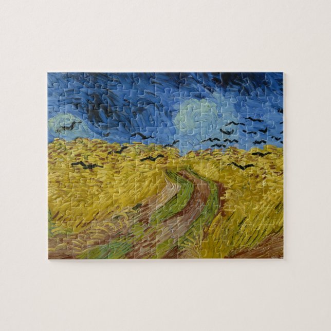 Vincent van Gogh - Wheatfield med kråkor Pussel (Horisontell)