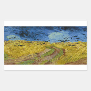 Vincent van Gogh - Wheatfield med Kråkor Rektangulärt Klistermärke