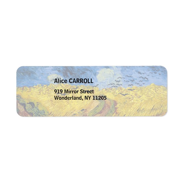 Vincent van Gogh - Wheatfield med Kråkor Returadress Etikett (Framsidan)