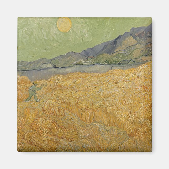 Vincent van Gogh | Wheatfield med Reaper, 1889 Magnet (Framsidan)