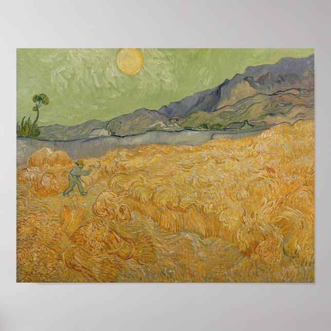 Vincent van Gogh | Wheatfield med Reaper, 1889 Poster (Framsidan)