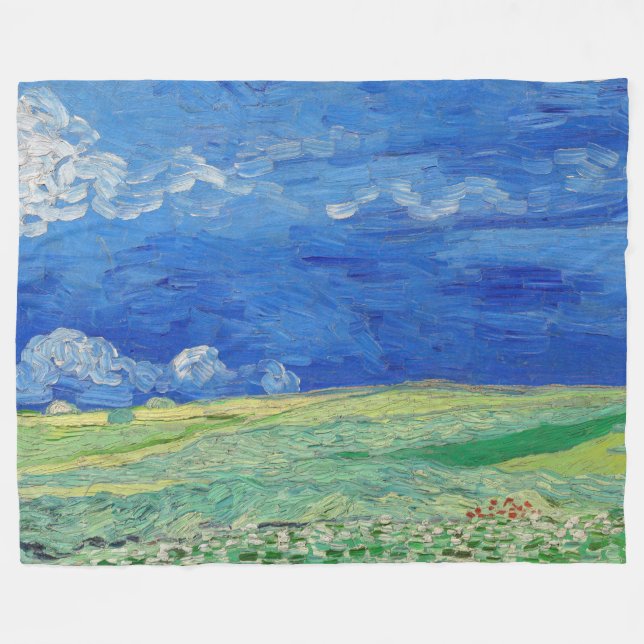 Vincent van Gogh - Wheatfields under Thunderclouds Fleecefilt (Framsidan (Horisontell))