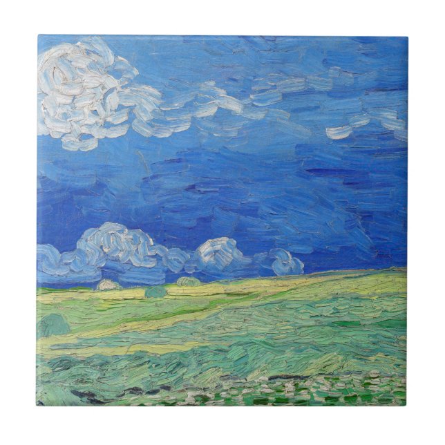 Vincent van Gogh - Wheatfields under Thunderclouds Kakelplatta (Framsidan)