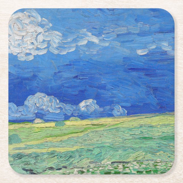 Vincent van Gogh - Wheatfields under Thunderclouds Underlägg Papper Kvadrat (Framsidan)
