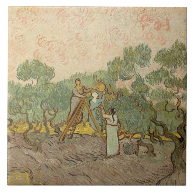 Vincent van Gogh - Women Picking Olife Kakelplatta (Framsidan)
